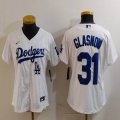 Women Nike Los Angeles Dodgers #31 Tyler Glasnow white fashion MLB baseball Jersey-Joint name-BD 02