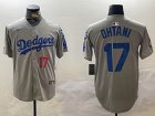 Los Angeles Dodgers #17 Shohei Ohtani Nike gray fashion majestic baseball Jersey -BD 01