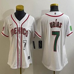 Women 2023 World Cup Mexico #7 Julio Urias white majestic baseball jerseys 05