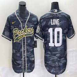 Nike Green Bay Packers #10 Jordan Love gray camo baseball jerseys Joint name-BD