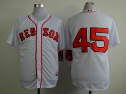 Boston Red Sox #45 white throwback baseball jersey