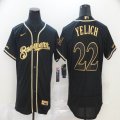 Nike Milwaukee Brewers #22 Christian Yelich black gold Flexbase Authentic Collection Jersey