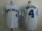 Milwankee Brewers Paul Molitor 4# throwback white blue stripe jersey