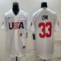 2023 World Cup #33 Lance Lynn white USA majestic baseball jerseys 10