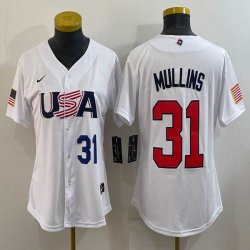 Women 2023 World Cup #31 Cedric Mullins white USA majestic baseball jerseys 02