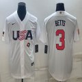 2023 World Cup #3 Mookie Betts white USA majestic baseball jerseys 09