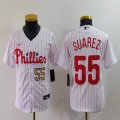 Youth Nike Philadelphia Phillies #55 Ranger Suarez white majestic baseball jerseys 01