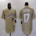 Nike Los Angeles Dodgers #17 Shohei Ohtani beige fashion MLB baseball Jersey 26