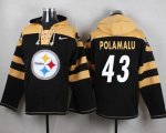 Custom Pittsburgh Steelers #43 Polamalu black yellow nfl Hooded Sweatshirt