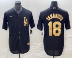 Nike Los Angeles Dodgers #18 Yoshinobu Yamamoto black gold majestic baseball Jersey -BD