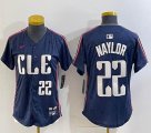 Women Nike Cleveland Indians #22 Josha Naylor blue majestic baseball jersey -BD 03