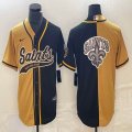 Nike New Orleans Saints black yellow splits baseball jerseys Joint name-BD 01