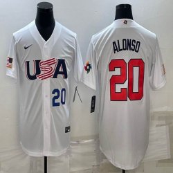 2023 World Cup #20 Pete Alonso white USA majestic baseball jerseys 02