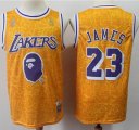 Mitchell & Ness Los Angeles Lakers #23 LeBron James throwback yellow nba Jersey