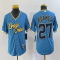 Women Nike Milwaukee Brewers #27 Willy Adames skyblue majestic baseball Jersey city version