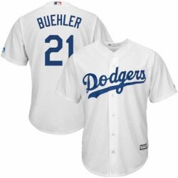 Los Angeles Dodgers #21 Walker Buehler white majestic baseball jersey