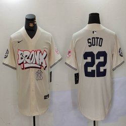 Nike New York Yankees #22 Juan Soto beige majestic baseball Jersey Joint name 02