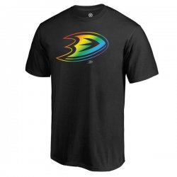 Men\'s Anaheim Ducks Fanatics Branded Black Rainbow Pride T-Shirt