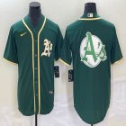 Nike Oakland Athletics blank green majestic baseball jersey big logo 04