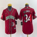 Women 2023 World Cup Mexico #34 Fernando Valenzuela red blank majestic baseball jerseys 04