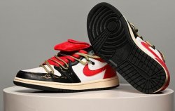 Women 2023 Air Jordan 1 basketball Shoes black red white 01