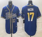 Los Los Angeles Rams #17 Puka Nacua blue baseball Joint name -BD 01