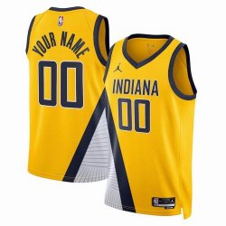 Customized Indiana Pacers yellow basketball jerseys