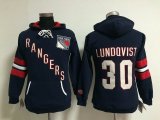 Women New York Rangers 30 Henrik Lundqvist dark blue Ice Hockey Hooded Sweatshirt