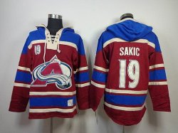 Colorado Avalanche #19 Joe Sakic Red blue nhl hooded sweatshirt