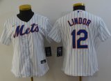 Women Nike New York Mets #12 Francisco Lindor White majestic mlb jerseys-BD