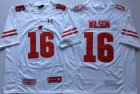 Wisconsin Badgers #16 Russell Wilson white college football jersey-PNS