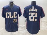 Nike Cleveland Indians #22 Josh Naylor blue majestic baseball jersey -BD 07