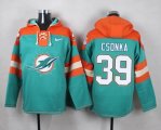 Custom Miami Dolphins #39 Csonka light green orange nfl Hooded Sweatshirt