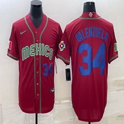 2023 World Cup Mexico #34 Fernando Valenzuela red blank majestic baseball jerseys 15