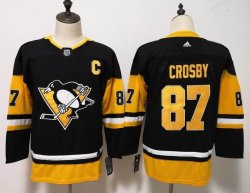 Youth Adidas Pittsburgh Penguins 87 Sidney Crosby Black NHL Jerseys C patch