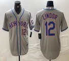 Nike New York Mets #12 Francisco Lindor gray majestic majestic baseball jerseys