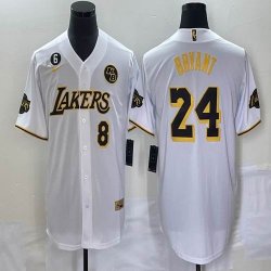 Nike Los Angeles Dodgers #8 and #24 Kobe Bryant white NBA and baseball Jerseys Joint name -BD (6)