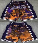 Los Angeles Lakers purple yellow NBA shorts with pocket