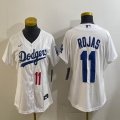 Youth Nike Los Angeles Dodgers #11 Miguel Rojas white majestic baseball jerseys 01