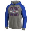 Men's New York Rangers Fanatics Branded Ash Timeless Collection Antique Stack Big & Tall Tri-Blend Raglan Pullover Hoodie