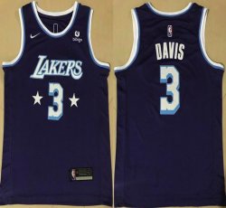 Nike Los Angeles Lakers #3 Anthony Davis purple basketball jersey -XD