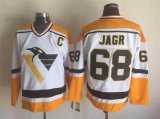 Pittsburgh Penguins #68 Jaromir Jagr White Throwback hockey Jersey C patch