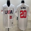 2023 World Cup #20 Pete Alonso white USA majestic baseball jerseys 06