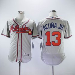 Atlanta Braves #13 Ronald Acuna Jr. gray Flexbase Authentic Collection Jersey