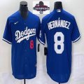 2024 World Series Champions Nike Los Angeles Dodgers #8 Enrique Hernandez blue majestic baseball jerseys