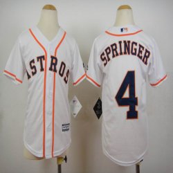 Youth Houston Astros #4 George Springer white MLB baseball Jerseys