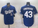 Nike Los Angeles Dodgers #43 Noah Syndergaard blue majestic baseball jerseys 01