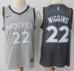 Nike Minnesota Timberwolves Andrew Wiggins #22 black gray basketball Jersey-MHD