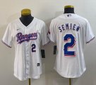 Women Nike Texas Rangers #2 Marcus Semien white majestic baseball jerseys -BD