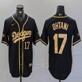 Nike Los Angeles Dodgers #17 Shohei Ohtani black gold fashion MLB baseball Jersey -BD 01